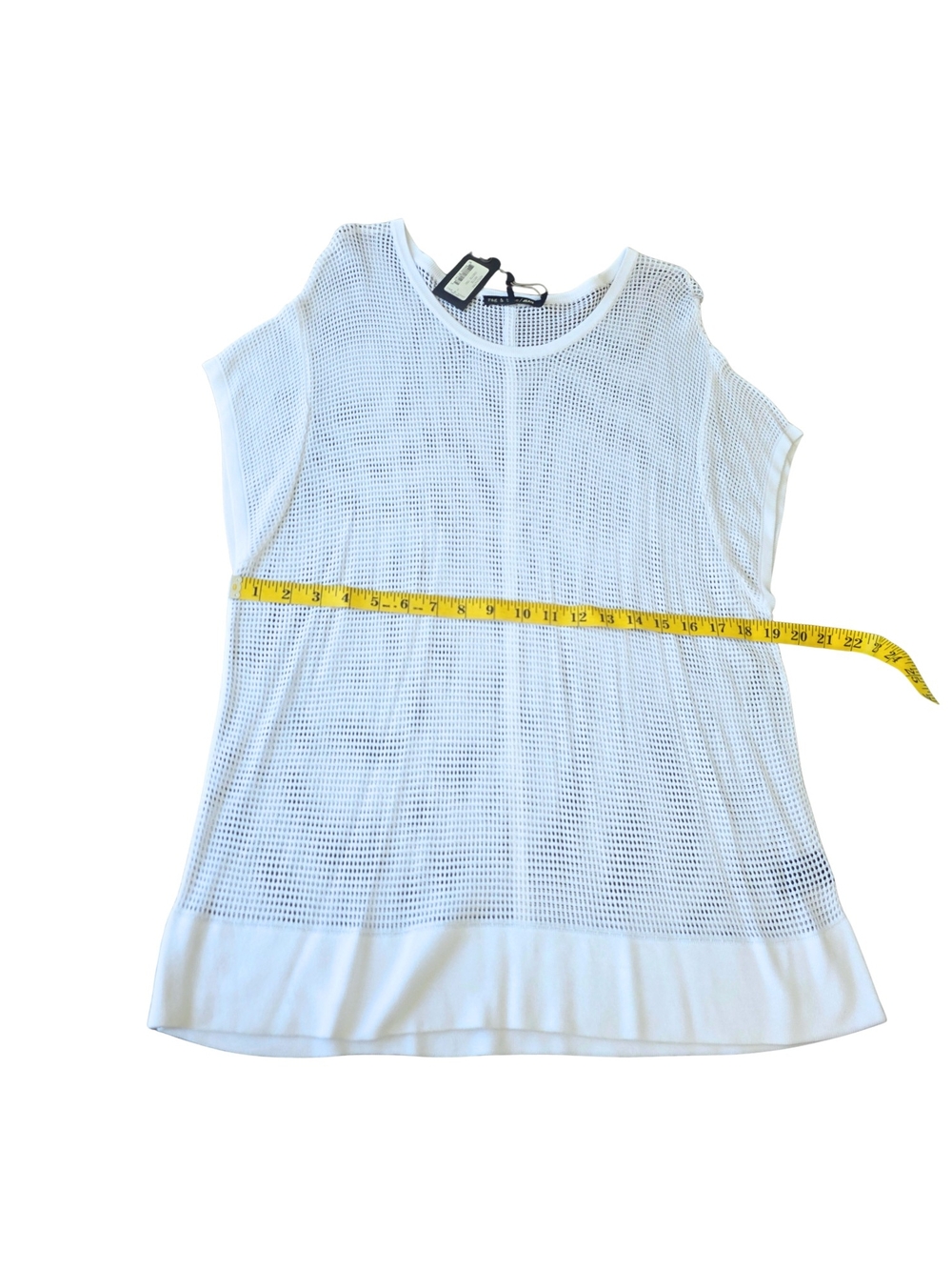 Rag & Bone JEAN Odette Tee White Mesh Open Knit Pullover Top Size L NWT - Picture 11 of 16